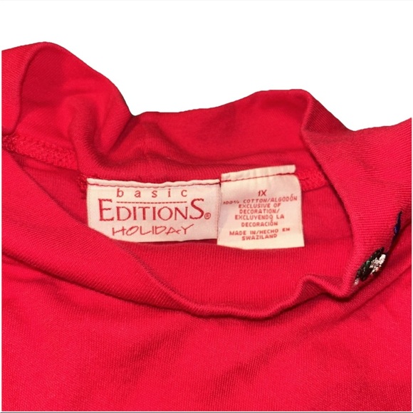 Vintage Basic Editions Turtleneck Women's Red Snowman XL Holiday Shirt - Picture 5 of 5